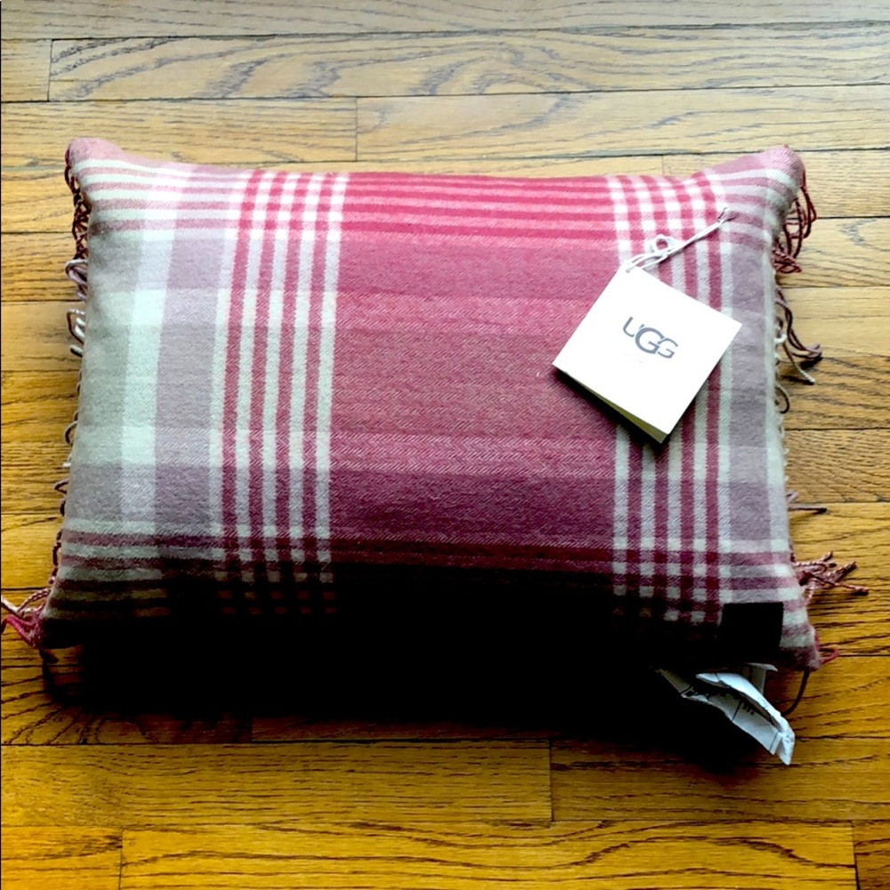 New! Ugg Charger Plaid 100% Wool Pillow